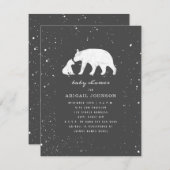 ママとベビーポーラベアダークグレーベビーシャワー 招待状 (正面/裏面)