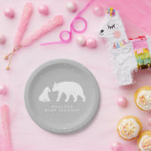 ママとベビーポーラーベアーグレイ冬ベビーシャワー ペーパープレート (パーティー)