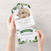 ママとベビーライオンキューブジャングルベビーシャワー オールインワン招待状 (貼ってはがせる)