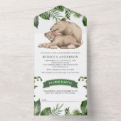 ママとベビーライオンキューブジャングルベビーシャワー オールインワン招待状 (内側)