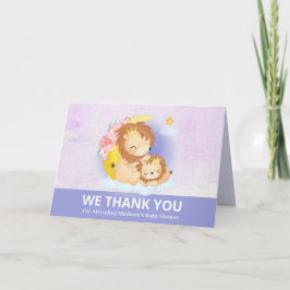 ママとベビーライオンパープルサンキューカード カード