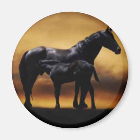 ママとベビー子馬 マグネット (正面)