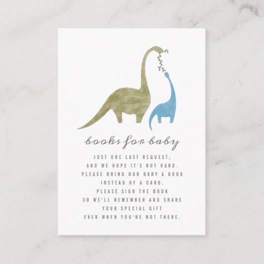 ママとベビー恐竜の赤ちゃんシャワー予約リクエスト エンクロージャーカード (正面)
