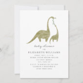 ママとベビー恐竜ニュートラル赤ちゃんシャワー 招待状 (正面)
