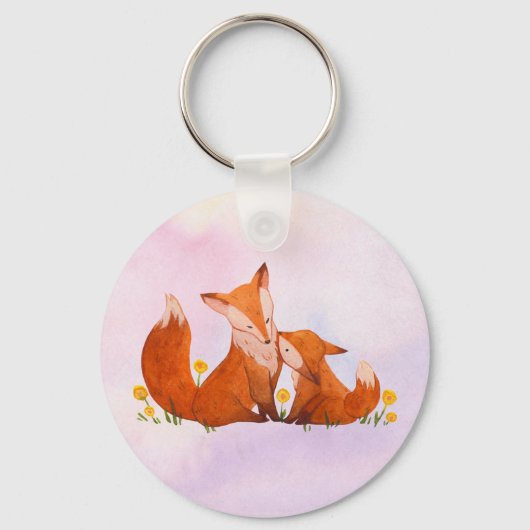 ママとベビー狐 キーホルダー (正面)