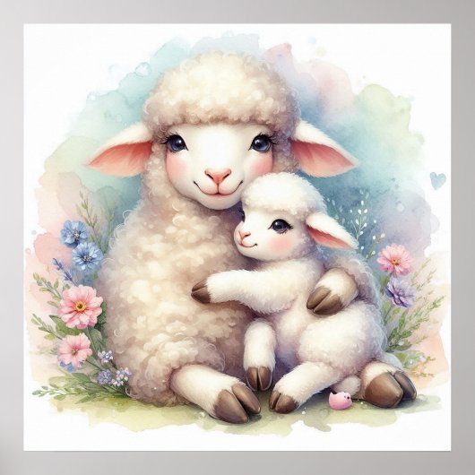 ママとベビー羊 ポスター (正面)
