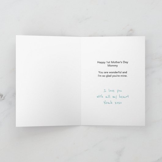 ママとベビー象ティール（緑がかった色）第1母の日カード シーズンカード (内部)