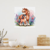 ママとベビー馬 ポスター (キッチン)