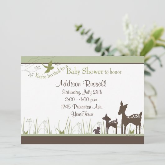 ママとベビー鹿シャワー招待状 招待状 (スタンド正面)