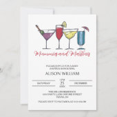 ママとマティーニ 現代のベビーシャワー 招待状 (正面)