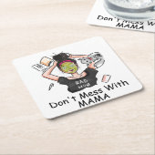 ママと一緒に遊ぶな スクエアペーパーコースター (アングル)