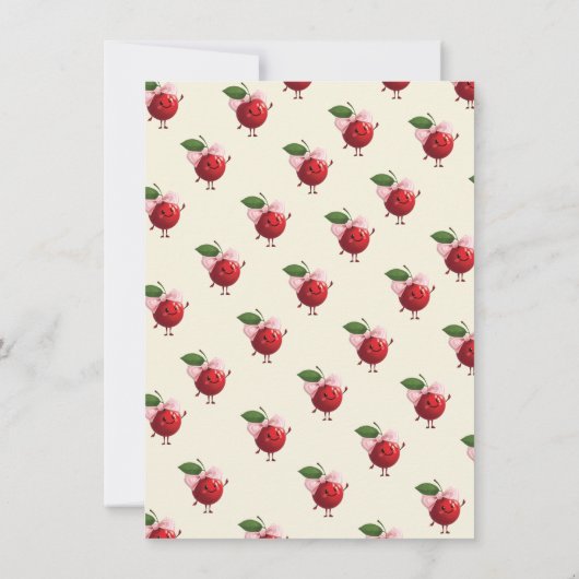 ママと双子の女の子ベビーさくらんぼベビーシャワー 招待状 (裏面)