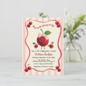 ママと双子の男の子と女の子 ベビーチェリー ベビーシャワー 招待状 (スタンド正面)