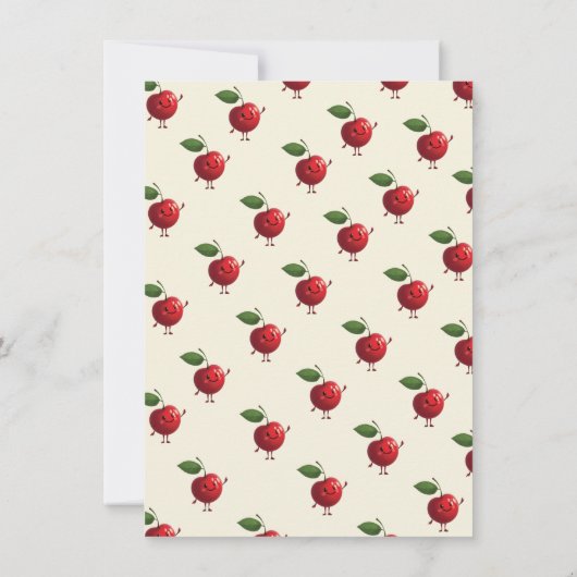 ママと双子の男の子のベビーさくらんぼベビーシャワー 招待状 (裏面)