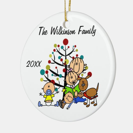 ママと女の子、2男の赤ちゃん、ドッグホリデーオーナメント セラミックオーナメント (左)