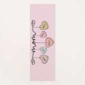 ママと子供がキャンディハートを命名 ヨガマット (正面)