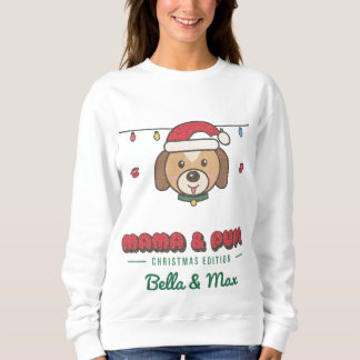 ママと子犬のカスタムドッグモムクリスマススウェットシャツ スウェットシャツ