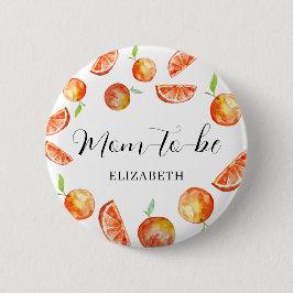 ママと小さなかわいこちゃん赤ちゃんシャワーオレンジカスタム色 缶バッジ