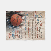 ママと息子いつもバスケやってる フリースブランケット (正面(横))