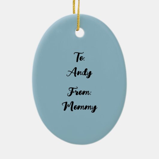 ママと男の赤ちゃんディアセラミッククリスマスオーナメント セラミックオーナメント (裏面)