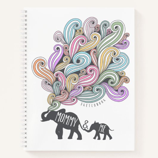 ママと私のスケッチブック | 象の家族 ノートブック (正面)