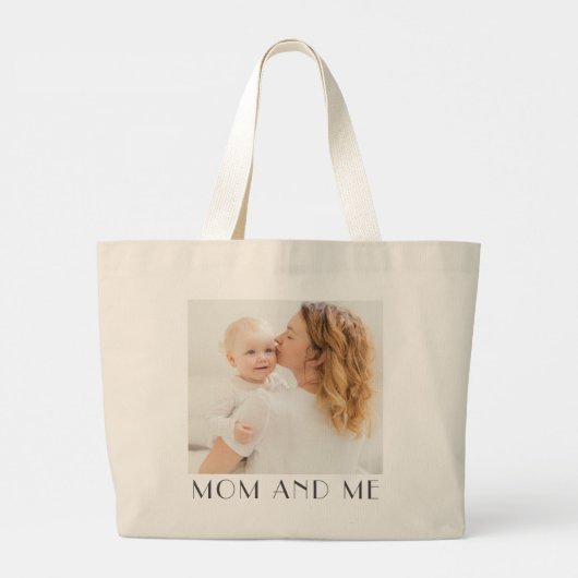 ママと私のミニマルモダン主義シック写真 ラージトートバッグ (裏面)