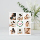 ママと私の写真 明るいカラフルな花の輪 シーズンカード (スタンド正面)