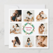 ママと私の写真 明るいカラフルな花の輪 シーズンカード (正面)