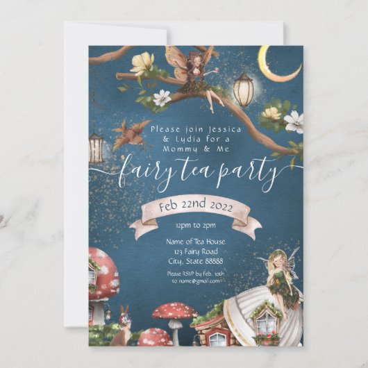 ママと私の妖精ティーパーティー招待状 招待状 (正面)
