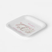 ママと私エレファントパステルガールベビーシャワー ペーパープレート (傾斜あり)