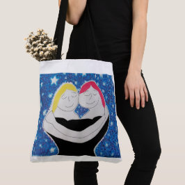 ママと私オールオーバープリントラージトートバッグ トートバッグ