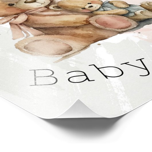 ママと私テディベア赤ちゃんシャワー フォトプリント (角)