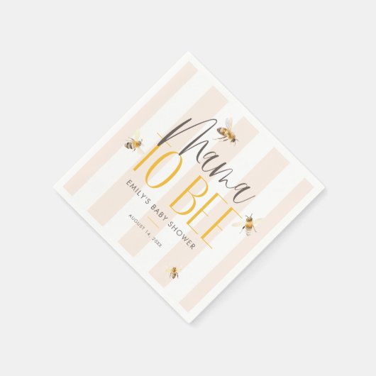 ママと蜂の赤ちゃん男女兼用シャワー スタンダードカクテルナプキン (角)