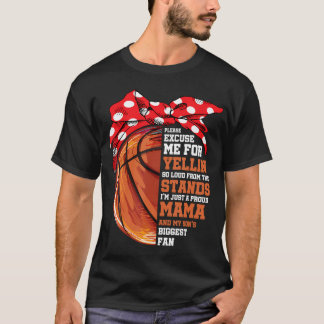 ママと誇りを持った息子の最大のファンバスケットボール Tシャツ