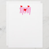 ママと赤いハート文房具紙 (正面/裏面)