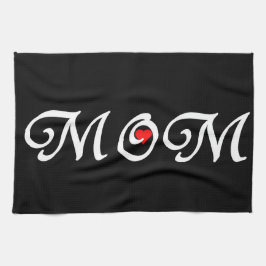 ママと赤いハート キッチンタオル