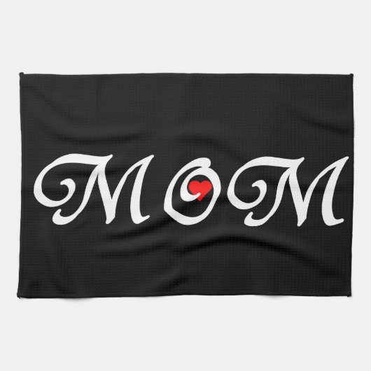 ママと赤いハート キッチンタオル (横)