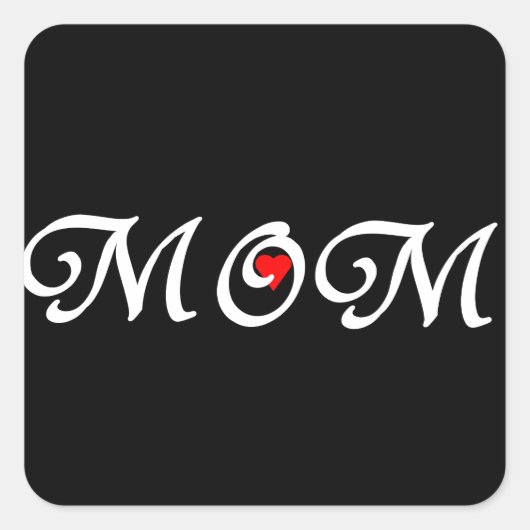 ママと赤いハート スクエアシール (正面)