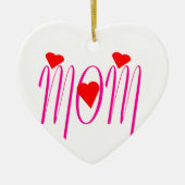 ママと赤いハート セラミックオーナメント (正面)