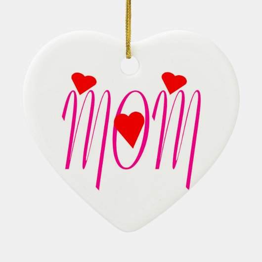 ママと赤いハート セラミックオーナメント (裏面)