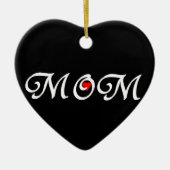 ママと赤いハート セラミックオーナメント (正面)