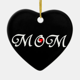 ママと赤いハート セラミックオーナメント