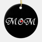 ママと赤いハート セラミックオーナメント (正面)