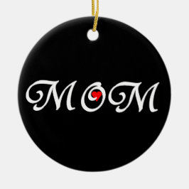 ママと赤いハート セラミックオーナメント