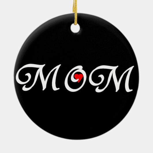 ママと赤いハート セラミックオーナメント (裏面)