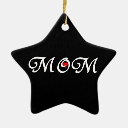 ママと赤いハート セラミックオーナメント (裏面)