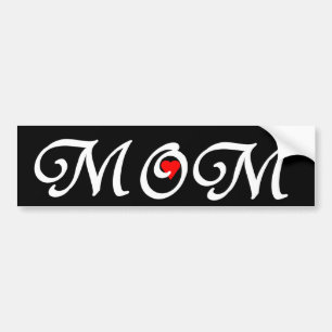 ママと赤いハート バンパーステッカー
