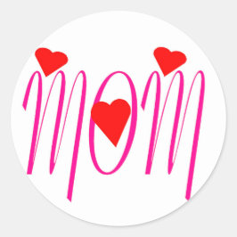 ママと赤いハート ラウンドシール