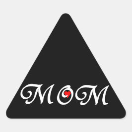 ママと赤いハート 三角形シール