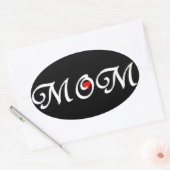 ママと赤いハート 楕円形シール (封筒)